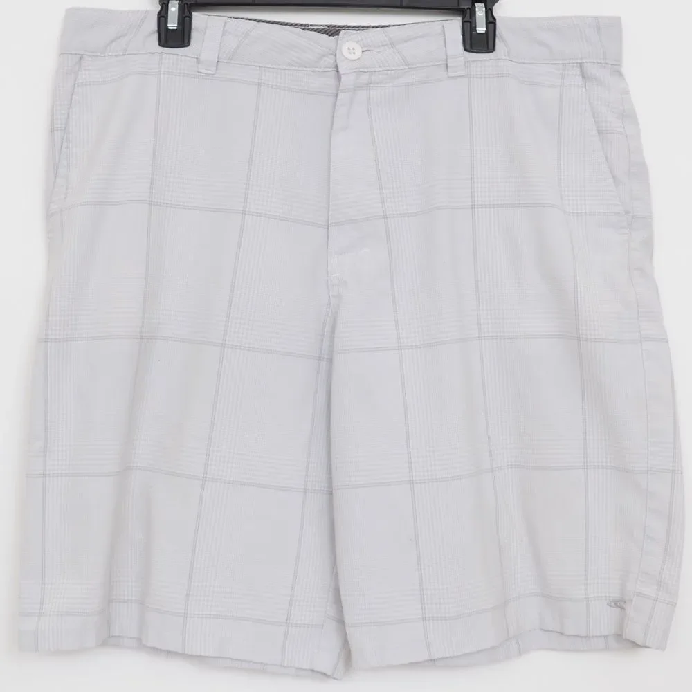 O'Neill Men's Size 40 Grey Flat Front Plaid Shorts Pockets Outdoor Sporty Golf